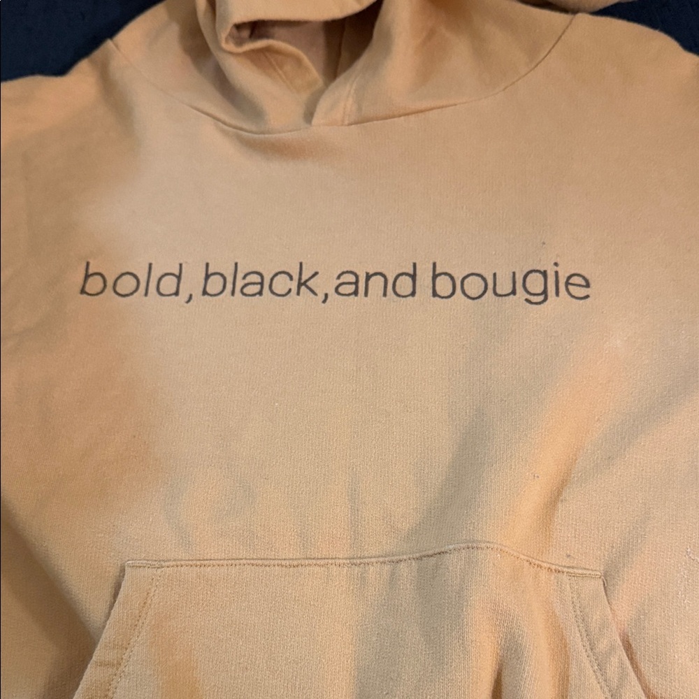 Graphic Hoodie "bold, black, and bougie" - Tan